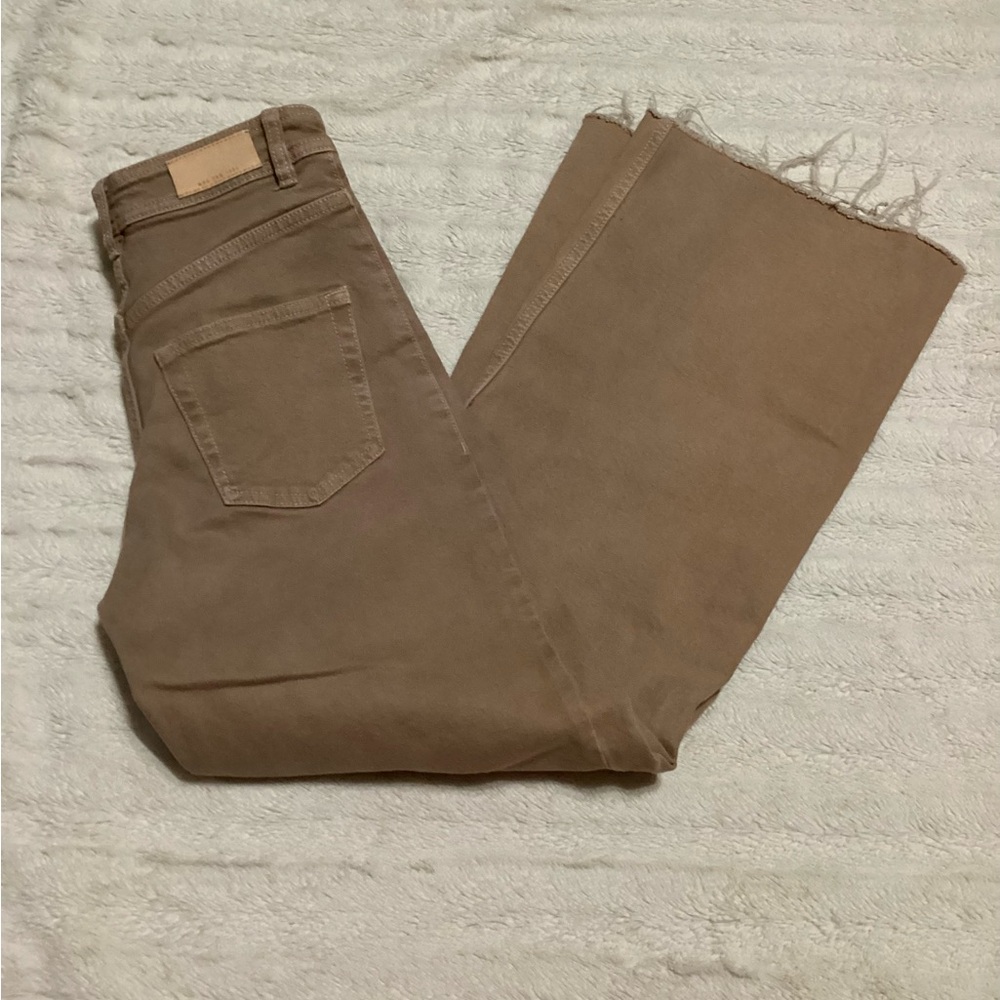 Tan Frayed Hem Jeans